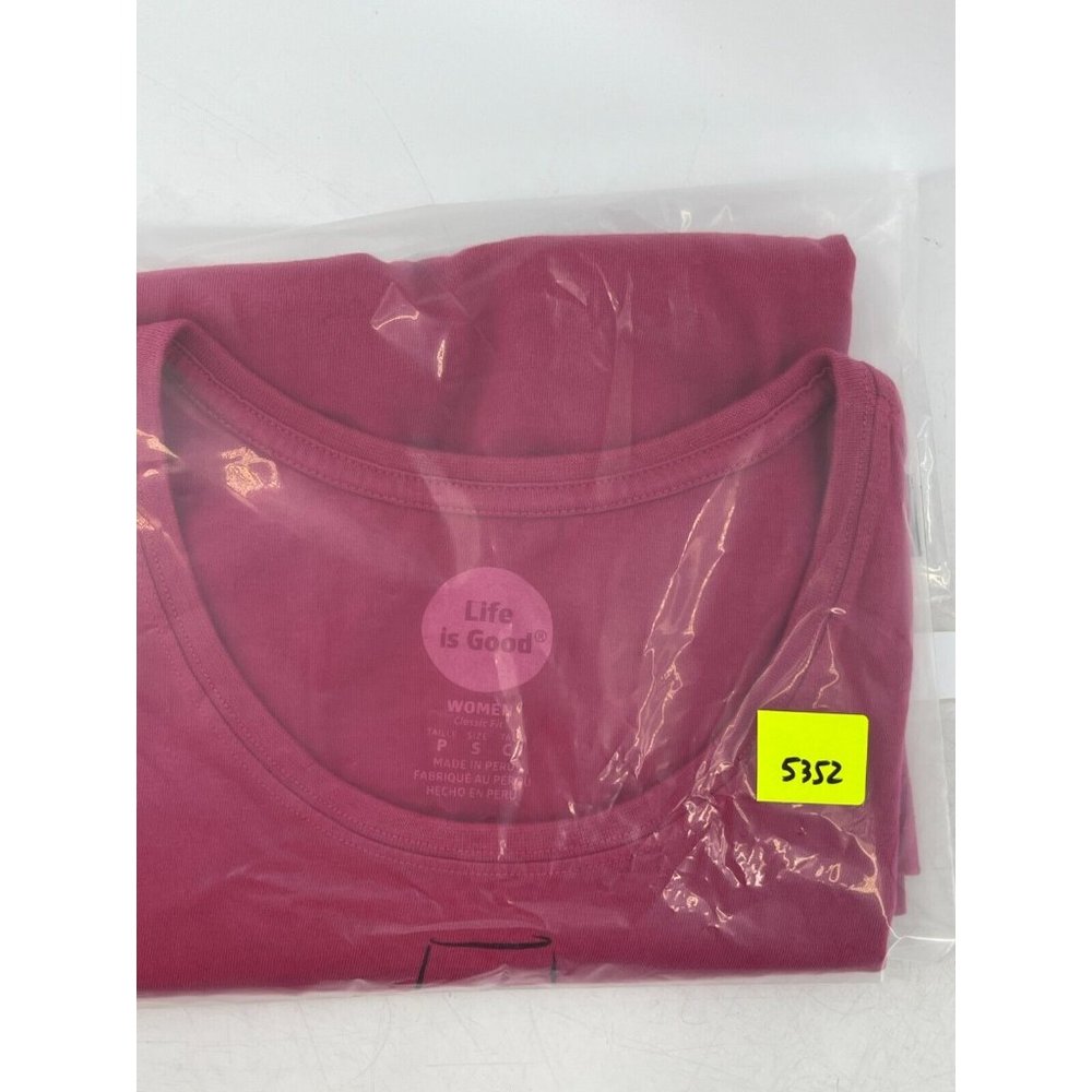 Life is Good Wine Glass Pink Short Sleeve Graphic Print T Shirt Tee Size Small - Picture 12 of 12